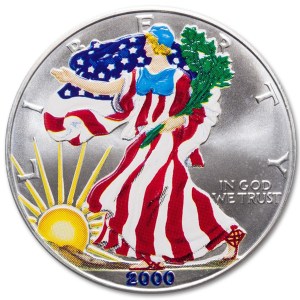 Srebrna kolorowa moneta bulionowa American Eagle 1 oz rewers