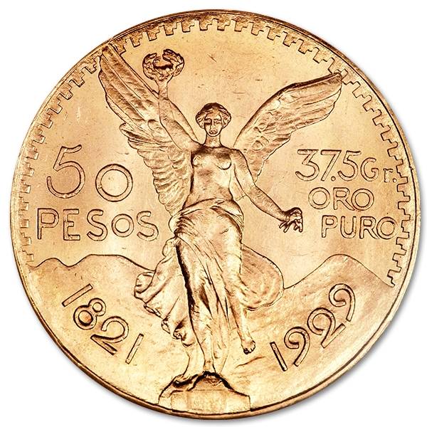 Złota moneta 50 peso Meksyk rewers