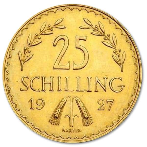 Złota moneta 25 Schillingów Austria rewers
