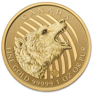 Złota moneta Zew Natury: Ryczący Niedźwiedź Grizli 1oz rewers