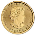 Złota moneta Kanadyjski Liść Klonu 1/4 oz awers