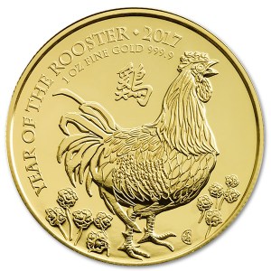 Złota moneta Lunar UK Rok Koguta 1oz rewers
