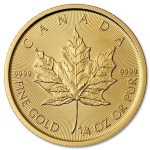 Złota moneta Kanadyjski Liść Klonu 1/4 oz rewers