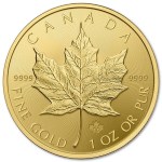 Złota moneta Kanadyjski Liść Klonowy 1oz rewers