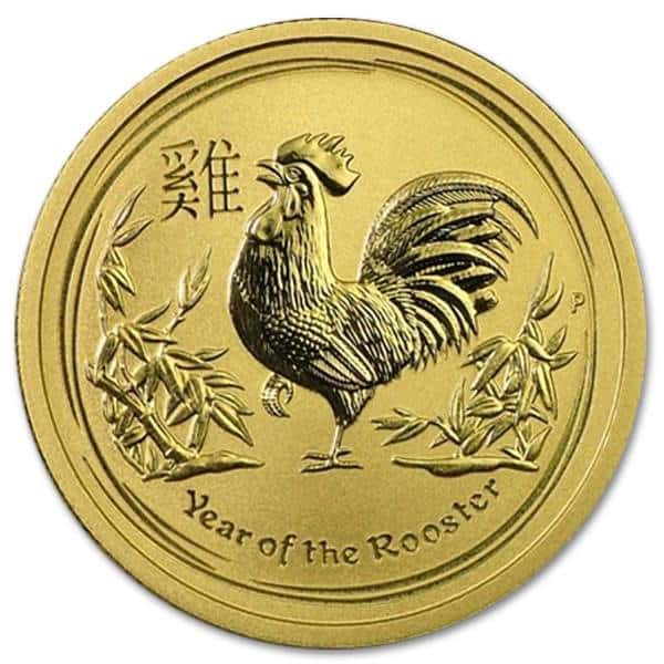 Złota moneta Australijski Lunar II Rok Koguta 1 oz rewers