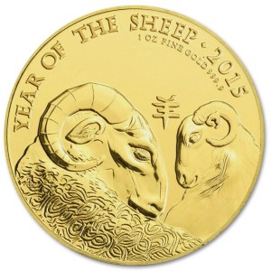 Złota moneta Lunar UK Rok Owcy 1 oz rewers