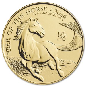 Złota moneta Lunar UK Rok Konia 1 oz rewers