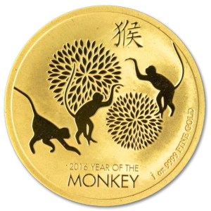 Złota moneta Niue Rok Małpy 1 oz rewers