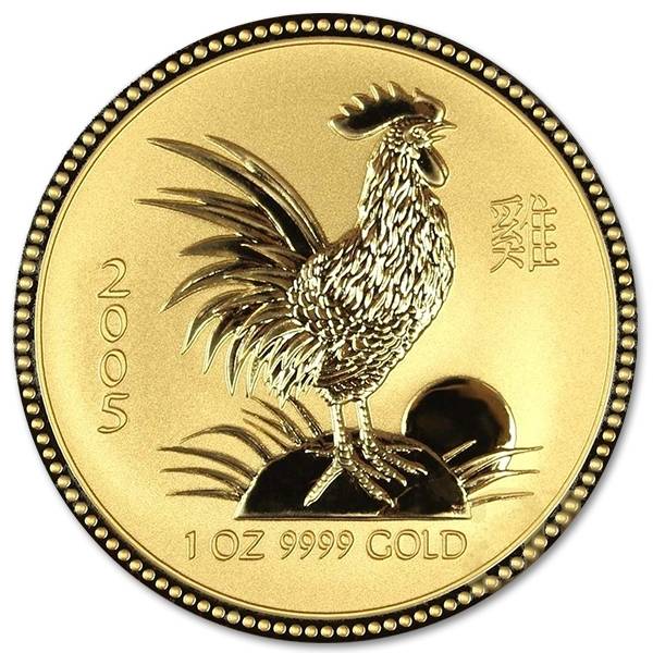 Złota moneta Australijski Lunar I Rok Koguta 1 oz rewers