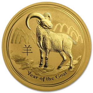 Złota moneta Australijski Lunar II Rok Kozy 1 oz rewers