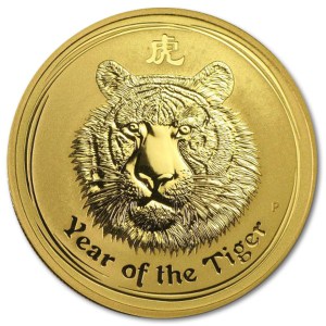 Złota moneta Australijski Lunar II Rok Tygrysa 1oz rewers