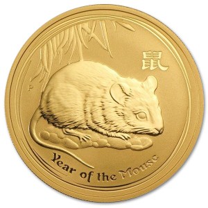 Złota moneta Australijski Lunar II Rok Myszy 1oz rewers