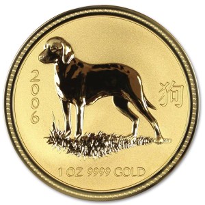 Złota moneta Australijski Lunar I Rok Psa 1 oz rewers