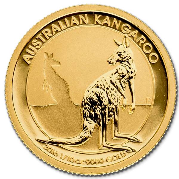 Złota moneta Australijski Kangur 1/10 oz rewers