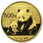 Złota moneta lokacyjna Chińska Panda 1 oz rewers