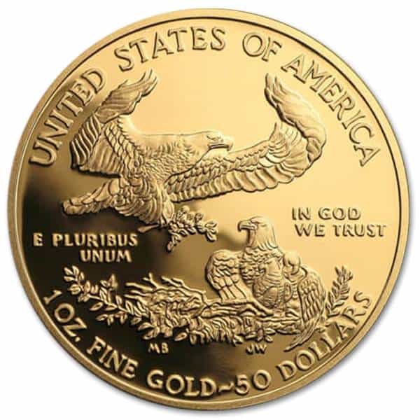 Złota moneta Orzeł Amerykański 1 oz rewers