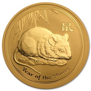Złota moneta Australijski Lunar II Mysz 1/2 oz rewers
