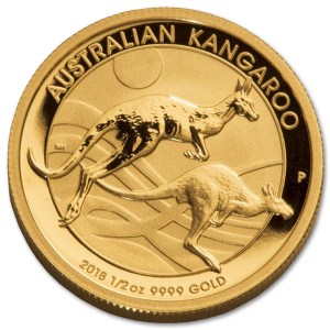 Złota moneta Australijski Kangur 1/2 oz rewers