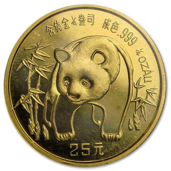Złota moneta Chińska Panda 1/4 oz rewers