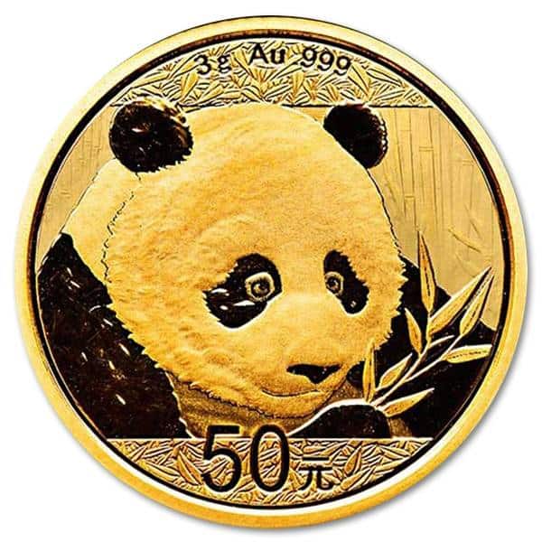 Złota moneta Chińska Panda 3g rewers