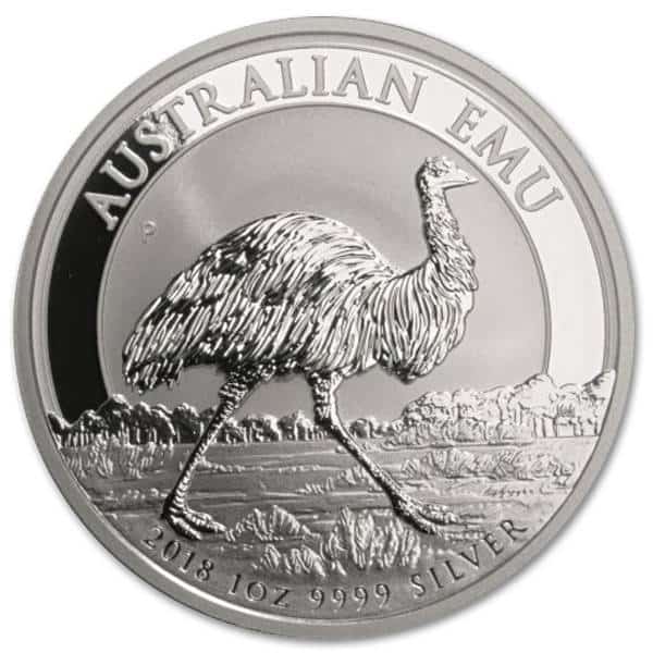 Srebrna moneta Emu Australijskie 1oz rewers