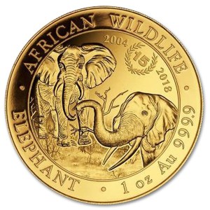 Złota moneta Słoń Somalijski 1 oz rewers