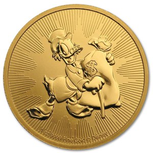 Złota moneta Sknerus McKwacz 1oz rewers