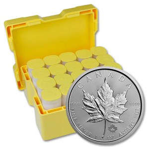 Zestaw 100 srebrnych monet Kanadyjski Liść Klonowy 1oz