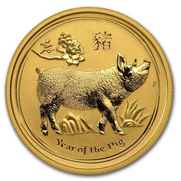 Złota moneta Australijski Lunar: Rok Świni 1/4 oz rewers