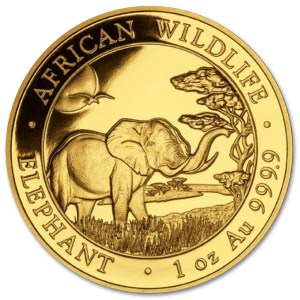 Złota moneta Somalijski Słoń 1oz rewers