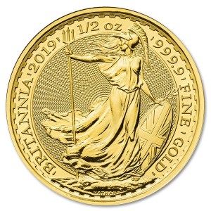 Złota moneta Britannia 1/2 oz rewers