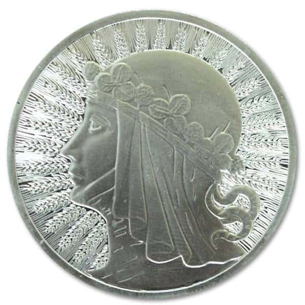 Srebrna sztabka w kształcie monety Jadwiga 1 oz rewers