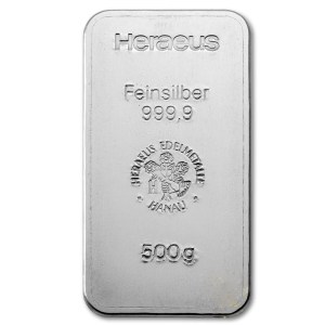 Inwestycyjna sztabka srebra Heraeus 500 g