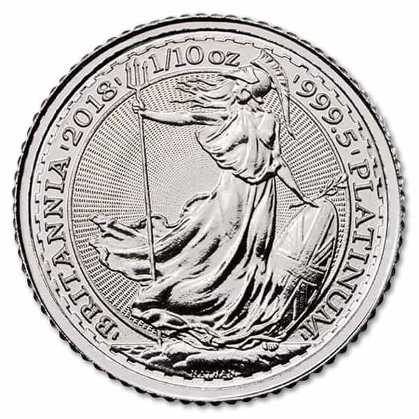Platynowa moneta Britannia 1/10 oz rewers