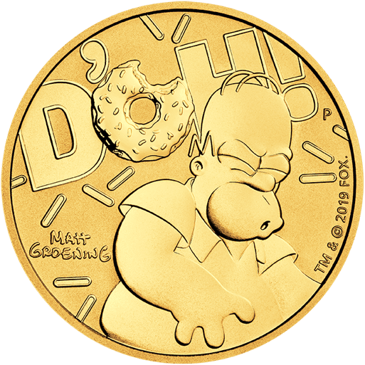 Złota moneta Homer Simpson 1 oz rewers