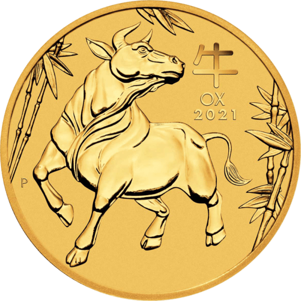 Złota moneta Lunar III Rok Bawołu 1/4 oz rewers