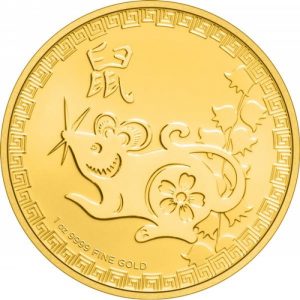 Złota moneta Niue Rok Szczura 1oz 2020 rewers