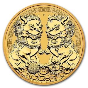 Złota moneta Chińskie Lwy Pixiu 1oz rewers