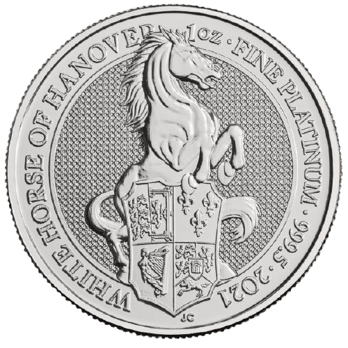 Platynowa moneta Biały Koń 1oz rewers