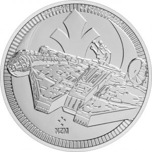 Srebrna moneta Gwiezdne Wojny Sokół Millenium 1 oz rewers