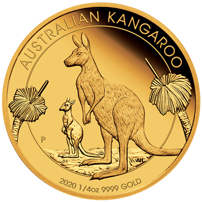Złota moneta Australijski Kangur 1/4 oz rewers