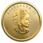 Złota moneta Liść Klonowy 1/10 oz 2021 awers