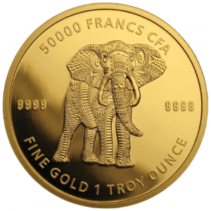 Złota Moneta Chad Mandala Wildlife Słoń 1 oz 2020 rewers
