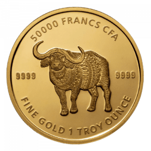 Złota Moneta Chad Mandala Wildlife Bawół 1 oz 2020 rewers
