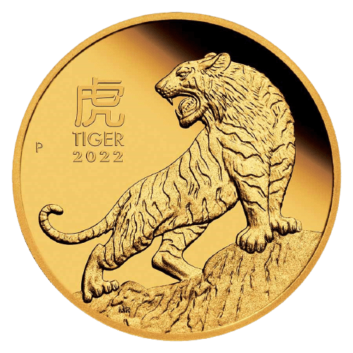 Złota moneta Lunar III Rok Tygrysa 1/4 oz 2022 rewers