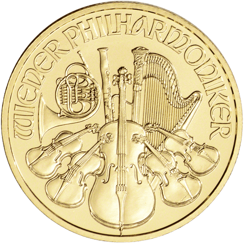 Złota moneta Wiedeńscy Filharmonicy 1/4 oz 2021 rewers