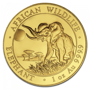 Złota moneta lokacyjna Somalijski Słoń 1oz 2016 rewers