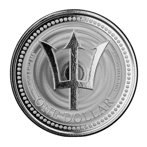 Srebrna moneta Trójząb z Barbadosu 1 oz 2021 rewers