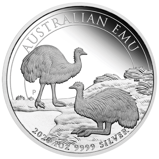 Srebrna moneta Emu 1 oz 2020 rewers