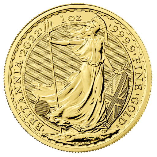 Złota moneta Britannia 1 oz 2022 rewers